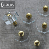 Glass Crystal Knobs Brass Drawer Pull Octagon