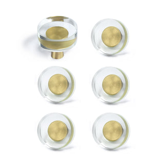 Glass Crystal Knobs Brass Drawer Pull Round