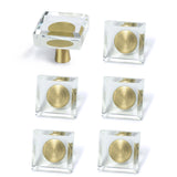 Glass Crystal Knobs Brass Drawer Pull Square