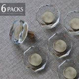 Glass Crystal Knobs Brass Drawer Pull Polygon